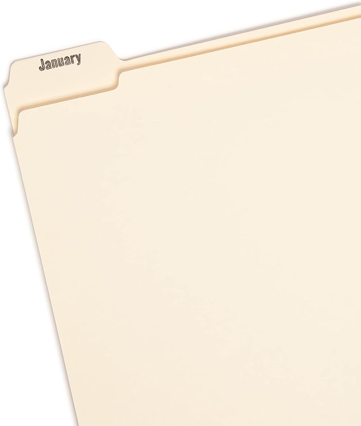 Smead Indexed File Folders, 1/5-Cut Tab, Assorted Positions, Indexed, Letter Size, Manila (Jan-Dec)