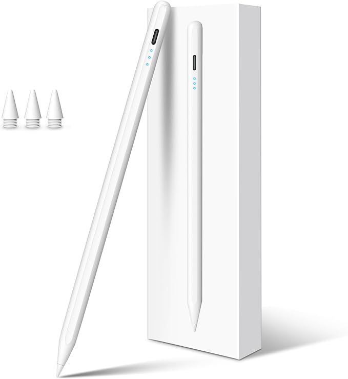 Stylus Pen for iPad Pencil 10th Generation, 3X Fast Charge Apple Pencil with Palm Rejection & Tilt Sensitivity, Compatible for 2018-2025 iPad 6/7/8/9/10/11, Pro 11"/12.9"/M4, Air 3/4/5/M2/M3, Mini 5/6