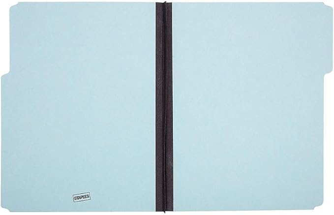 Staples Pressboard File Folders, Letter Size, 1/3 Cut Tabs, Heavy Duty Blue Pressboard Folders for Office Filing, Durable Document Organization, Recycled, 25 Pack