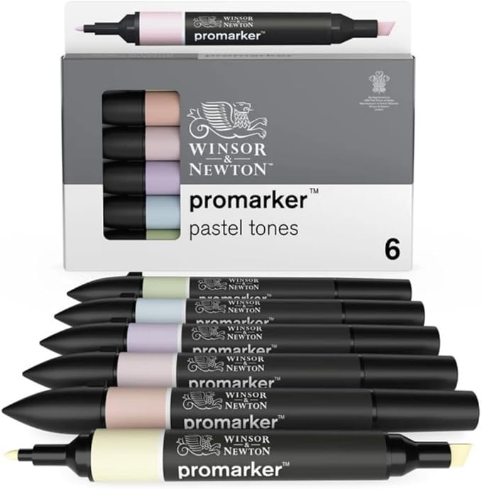 Winsor & Newton ProMarker Set, 6 Count, Pastel Tones