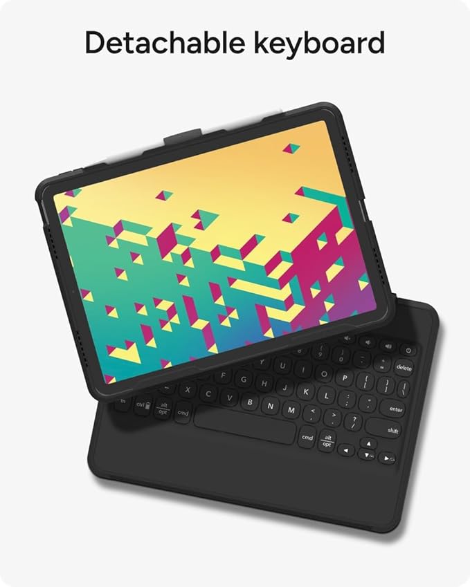 ZAGG Rugged Book Detachable Case and Magnetic-Hinged Keyboard for iPad Air 11" (M5)/ (M4)/ (M3)/ (M2) / iPad 10.9" (air 4th gen)/ 11" (1st & 2nd Gen), Bluetooth Pairing, Backlit Keyboard, Black