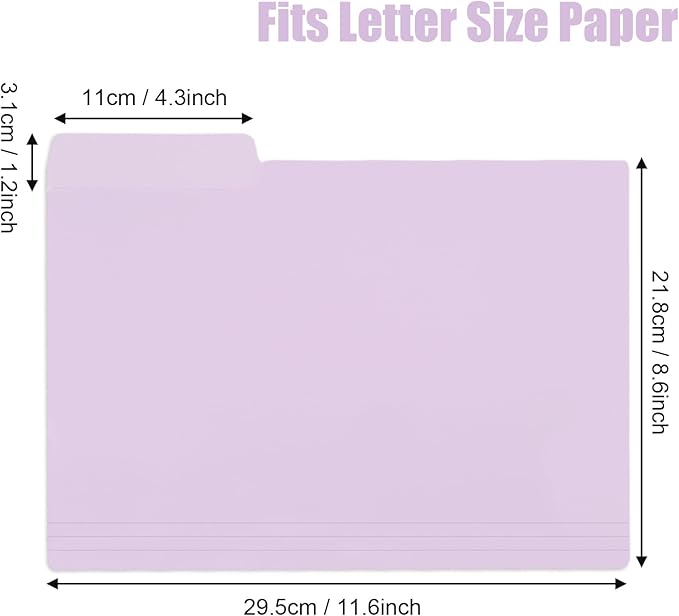 EOOUT 30pcs Plastic File Folders, 9'' x 11.6'' Manilla Folders, 3 Tab Colored File Folder, 6 Colors with 40pcs Erasable Category Labels for School and Office Supplies