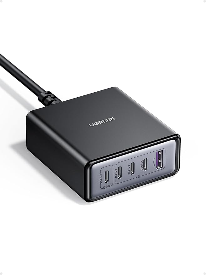 UGREEN 65W GaN Charging Station, 5-Port USB-C & USB-A Fast Charging Power Hub, Compact Desk Station Compatible with iPhone 17/16/15, Galaxy S25/S24, Pixel 10/9, iPad Pro, MacBook Pro/Air