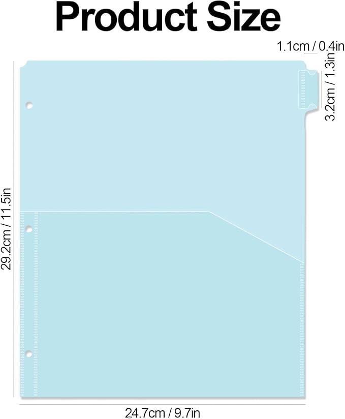 Koqye Binder Dividers with Pockets - 8 Plastic Dividers for 3 Ring Binders - A4 Bividers with Tabs for Planners (Blue - 1 Pack)
