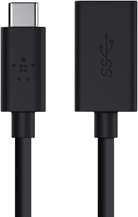 Belkin F2CU036btBLK USB-IF Certified 3.0 USB Type C (USB-C) to USB A Adapter, Compatible with USB-C Devices Including New MacBook and ChromeBook Pixel
