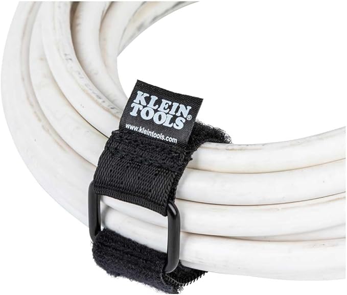 Klein Tools 450-600 Cable Organizer, Hook and Loop Cinch Strap Ties, Includes (2) 6-Inch, (2) 8-Inch, (2) 14-Inch Straps, Black