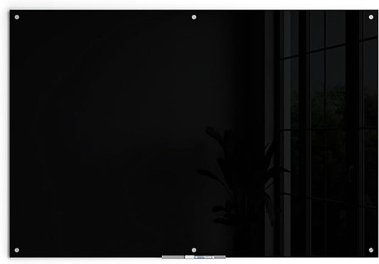 U Brands Glass Non-Magnetic Dry-Erase Board, 72" X 48" Inches, Black Surface, Frameless