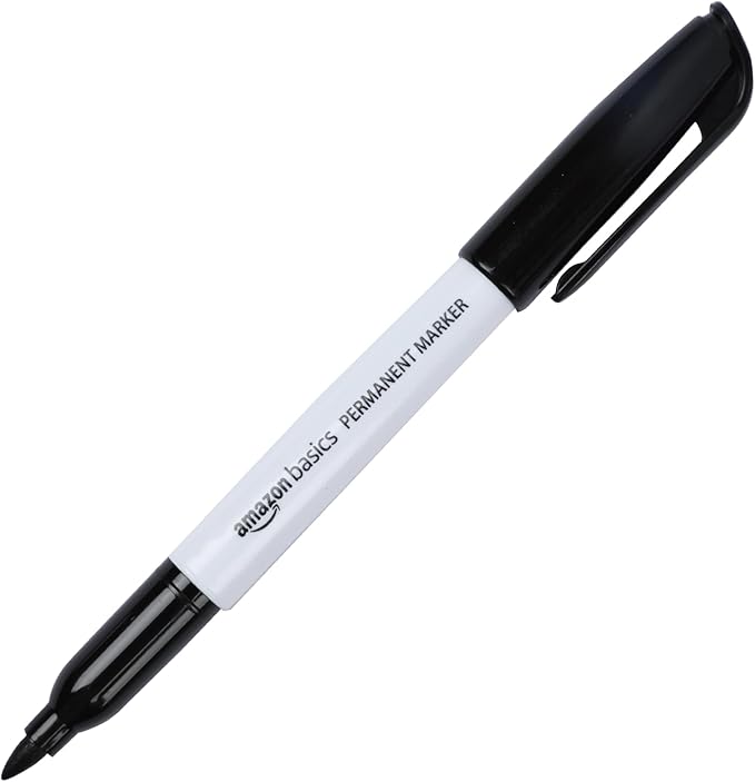 Amazon Basics Fine Tip Permanent Markers for Office, School, and Home Use, Assorted Colors, 24 Pack