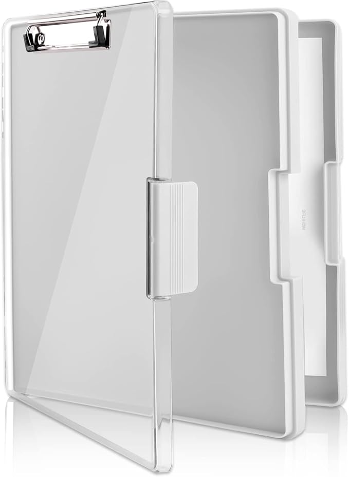 SFLHHDM Clipboard with Storage,Heavy Duty Clip Boards 8.5x11 with 2 Storage Case,Clear Visible Panel Storage Clipboards,Side Opening Nursing Clipboard Folder for Office Supplies-Lvory