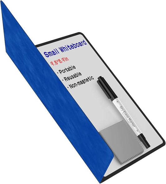 Portable Small White Board Dry Erase Board, Reusable 9.5 * 6.6in Notebook Memo, Office Home Supplies Desk Accessories MH760 (Navy Blue)