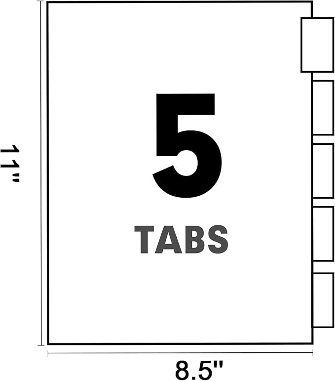 Binder Divider, PANDRI 120 Pack Binder Index Dividers with 5 Insertable Multicolor Big Tabs, Letter Size Paper Binder Divider for School Office Home Business