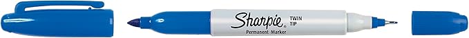 Sharpie Twin Tip Permanent Markers, Fine and Ultra Fine, Blue, 12 Count