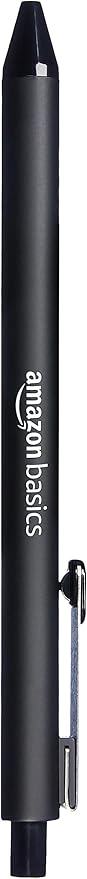 Amazon Basics Retractable Ballpoint Pens with Comfortable Grip for Smooth Writing, Black, Note-Taking, Office and School Supplies, 12-Pack