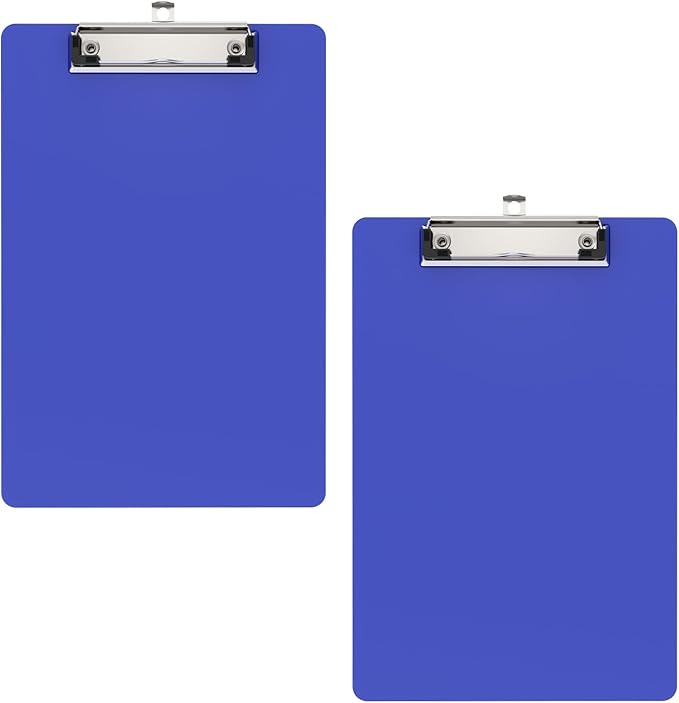 2 Pack Small Clipboards, A5 Plastic Mini Blues Clip Board for Classroom, Students, Kid, Size 6" x 9" with Low Profile Clip, Office & School Supply