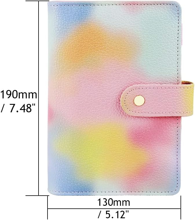 Pink PU Leather Budget Binder Cover, for A6 6-Ring Money Organizer Budgeting Refillable Loose Leaf Receipt Binder Notebook Bookmark Planner Book with Card Pockets Snap Buckle