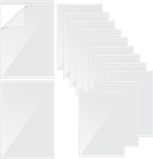 100Pcs Self Adhesive Display Pockets - 8.5 x 11 Inch Paper Sleeves for Wall and Door Communication, Clear Adhesive Sheet Protectors for Office, School, Box Posting Signs