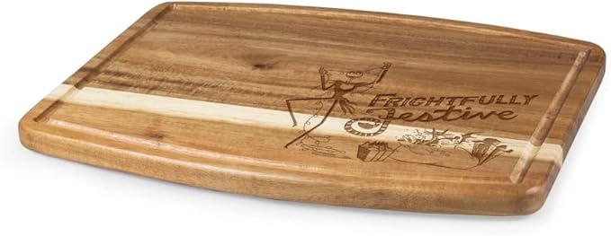 PICNIC TIME Disney Nightmare Before Christmas Jack Skellington Festive Ovale Acacia Cutting Board Serving Board Charcuterie Cheese Board with Juice Groove Holiday Kitchen Decor Gift, (Acacia Wood)