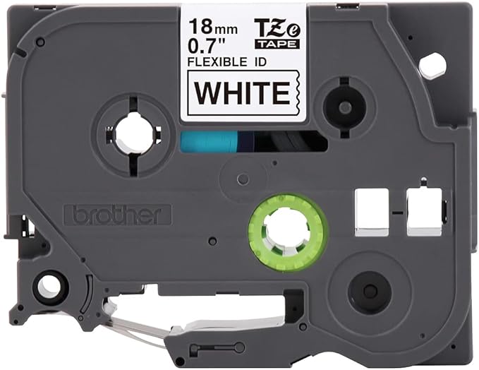 Brother P-touch Genuine TZe-FX241, ~3/4" (0.7") Black on White Flexible Cable/Wire Laminated Tape –26.2 ft(8m) (TZEFX241)