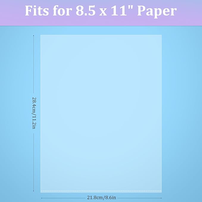 AKONEGE 50 Pack No Holes Sheet Protectors 8.5 x 11 Inch Letter Size Page Protectors for Documents, Prints, Top Loading Heavyweight Clear View Plastic Sleeves for Papers, Artworks, Photos