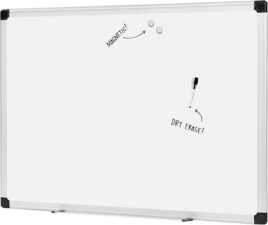 Amazon Basics Magnetic Dry Erase Whiteboard, 36 x 48-inch, Aluminum Frame, Silver/White, Easy to Install