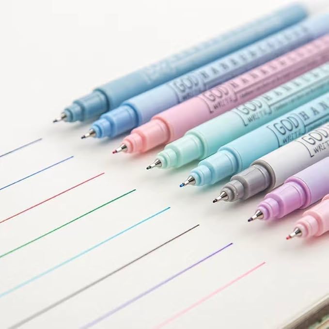 Colored Fineliner Pens, 0.38mm Fine Tip Pens, 8 Colors Fine Point Pen, Bible Journaling Planner Micro Pen Set for Writing, Drawing, Note Taking, Bullet Journaling