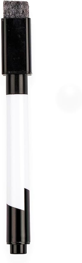 Kikkerland Mini White Dry Erase Board Calendar Black Dry Erase Marker, Small Mini White Board for Kids, Students, 8" x 8"