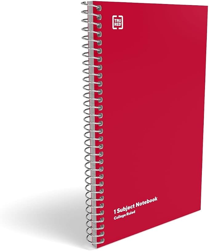 STAPLES 1‑Subject Spiral Notebook, College Ruled, 80 Sheets, Assorted Colors, 3‑Pack