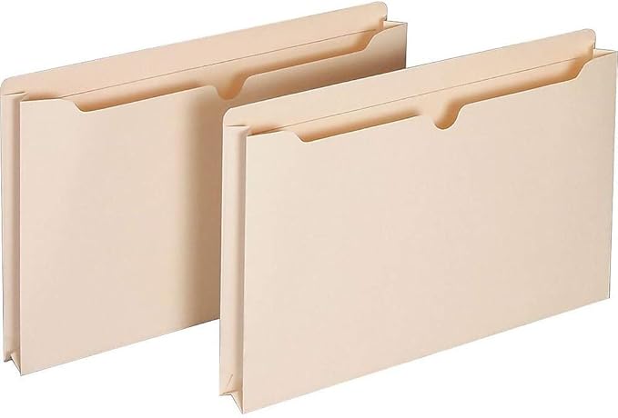 Staples Manila File Jackets with Reinforced Tab, Legal Size, 2‑Inch Expansion, Durable Construction for Secure Document Storage – 50/Box