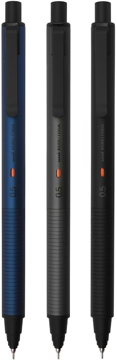 Uni Kuru Toga Metal Mechanical Pencil, Auto Lead Rotation, 0.5mm Fine Point, All-Metal Body, Silent Blue, M5KH1P.10