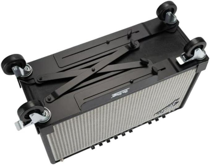 On-Stage AG5000 Amp Glider (Installation-Free Casters for Amplifiers, Rolling-Cart Attachment, Attachable Dolly, Amp Roller, Adjustable Length and Width, Solid Wheels, Heavy-Duty Steel, Black)