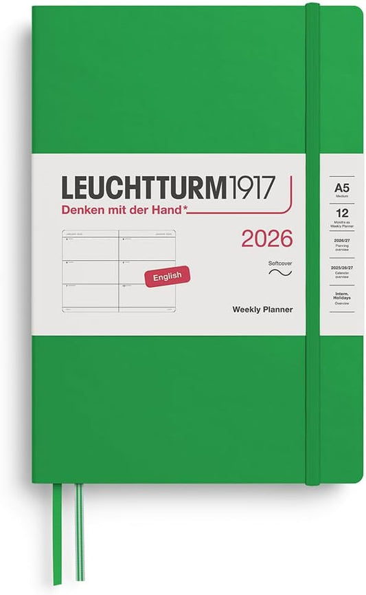 LEUCHTTURM1917 - Weekly Planner 2026, Softcover, Medium (A5), Spring Leaf (Jan 1 - Dec 31, 2026)