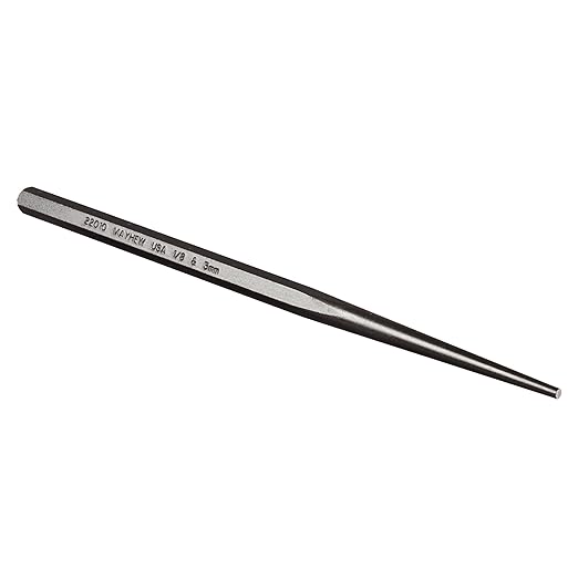 Mayhew Tools 22010 Line-Up Punch, 1/8-3mm" x 7-7/8", Black Oxide Finish