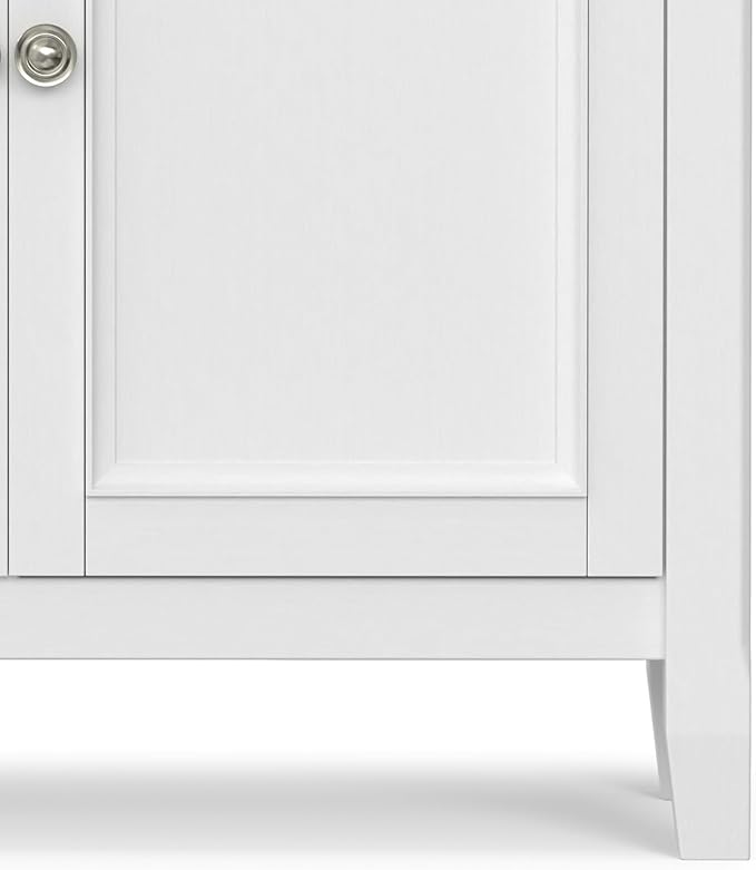 SIMPLIHOME Amherst 36-inch Wide Transitional-Style Storage Cabinet in White with Drawers and Adjustable Shelves for Entryway or Living Room