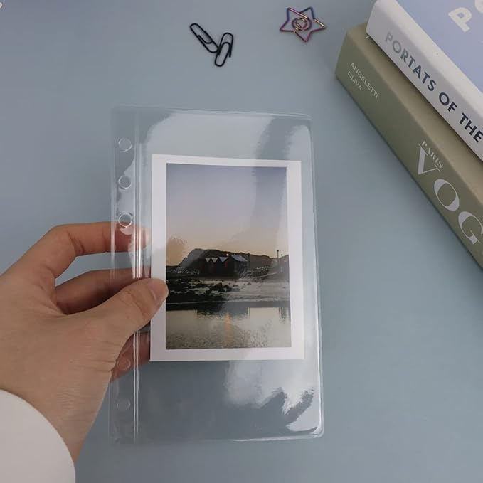 12 Pack A6 Size Clear Sheet Protectors 3.4 x 6.3 Inch Plastic Sleeves Page Protectors Top Loading Paper Protector for 6 Ring Binders, Acid-Free, Archival Safe for Documents and Photos