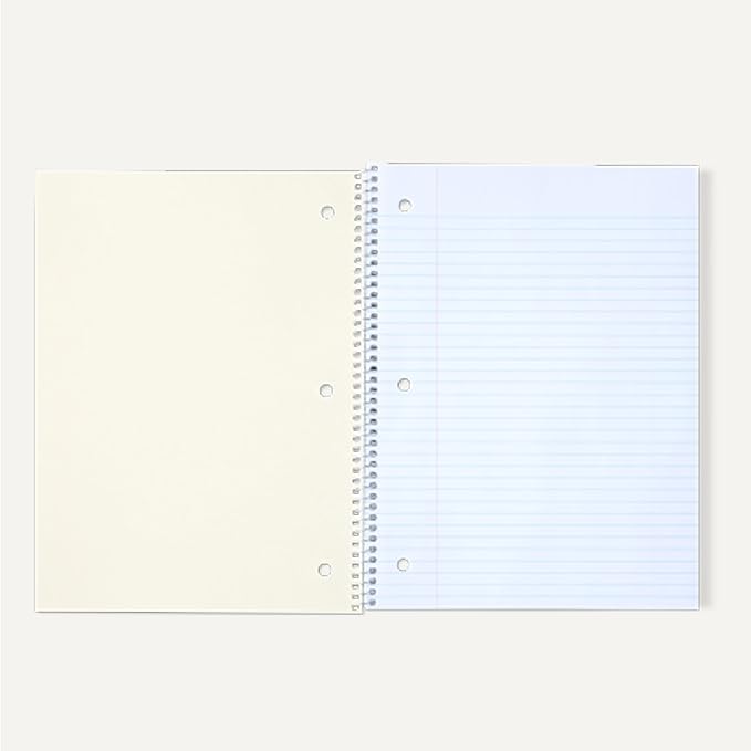 Amazon Basics Wide Ruled Spiral Notebook, For Work and School, 70 Sheets, 8" x 10.5", Assorted Solid Colors, 5 pack
