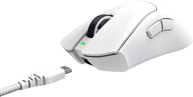 Razer DeathAdder V3 Pro Wireless Gaming Mouse: 64g Lightweight Ergonomic - 30K DPI Optical Sensor - Gen-3 Optical Switches - 8 Programmable Controls - Up to 90 Hr Battery - White