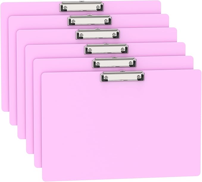 Extra Large 11x17 Clipboards, Plastic Pink Drawing Boards, Horizontal Clip Board, Landscape Layout. Suitable for Watercolor, Sketching, Painting. Art & Drafting Supply(Pack of 6)