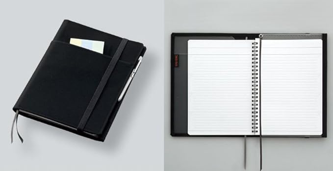 KOKUYO Systemic Cover Notebook, with One Semi-B5, B 6mm Ruled, 35 Lines, 40 Sheets, Twin Ring Edge Title Notebook, Black, Japan Import (NO-683B-D)