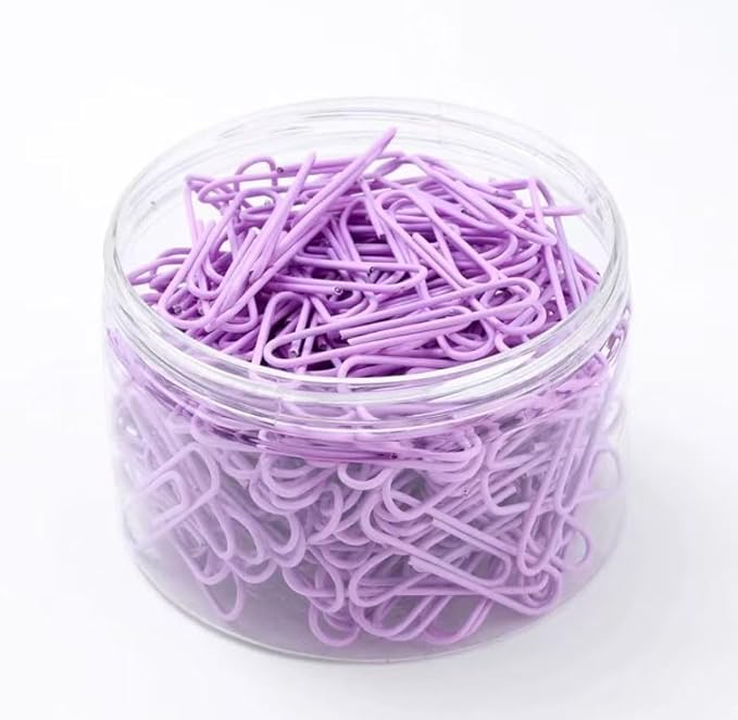 Macaron Colored Paper Clips, 1.1" Medium Paper Clip（28mm, 600pcs Paperclips for Office Supplies and Organization (Purple)