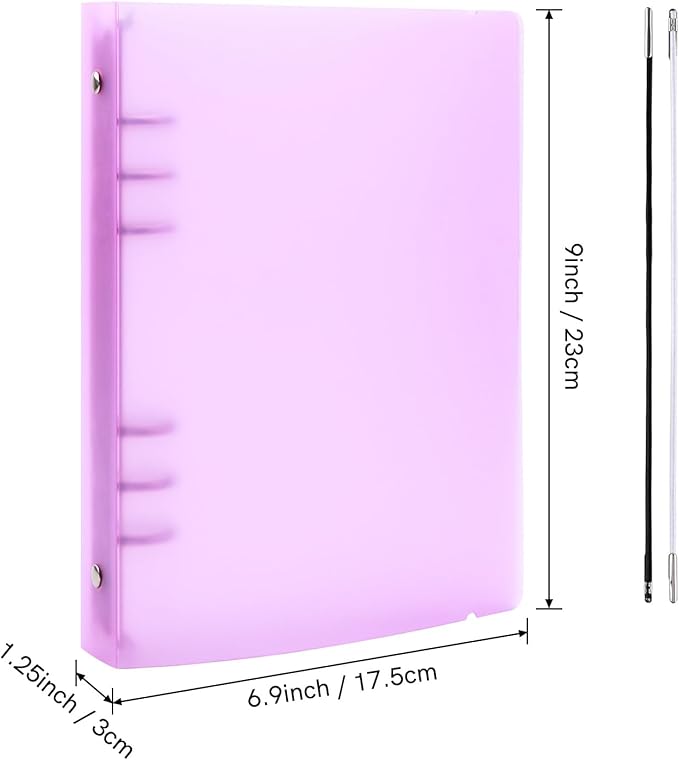 BAOFALI 3Pcs/Set A5 6 Ring Binder Cover Clean Transparent Soft PVC for Refillable Notebook Shell withMatte surfaceforStamp & Die Storage (Purple)