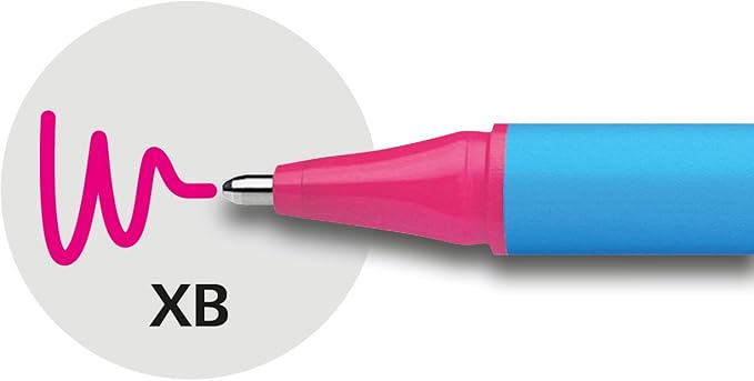 Schneider Slider Edge XB (Extra Broad) Ballpoint Pen, 1.4 mm, Light Blue Barrel, Pink, Box of 10 Pens (152209)