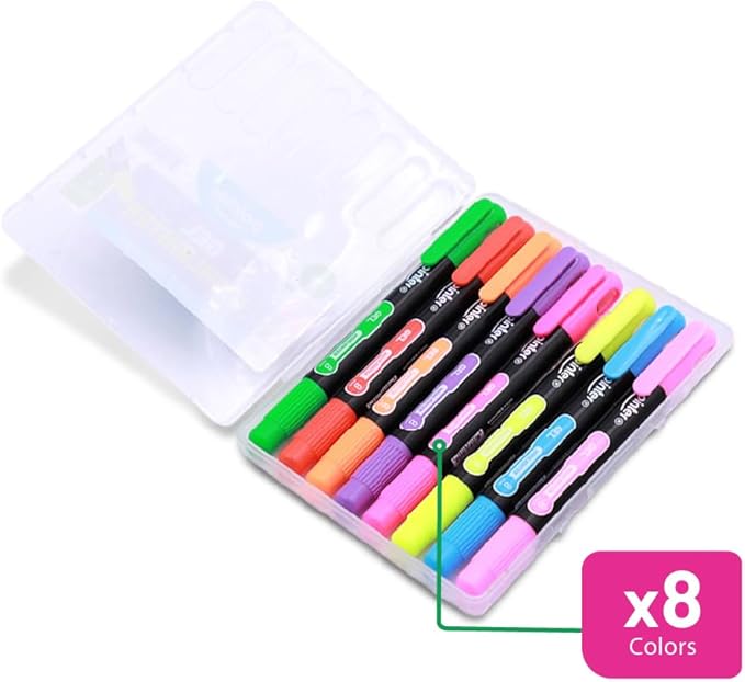 Pointer Gel Highlighters – Set of 8 Colors – No Bleed, Acid-Free, Retractable Design – School & Office Supplies for Notes, Journals & Bible Study