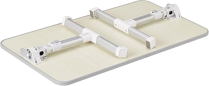 Amazon Basics Portable Foldable Adjustable Laptop Stand Tray Table Lap Desk for Bed and Couch, Fits up to 17-Inch Laptop, 12"x20", Cream