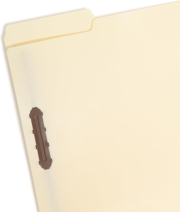 Smead Poly Fastener Folder, 2 Fasteners, 1/3-Cut Tab, Letter Size, Manila, Plastic Folders with Fasteners, 48 Count (10545)