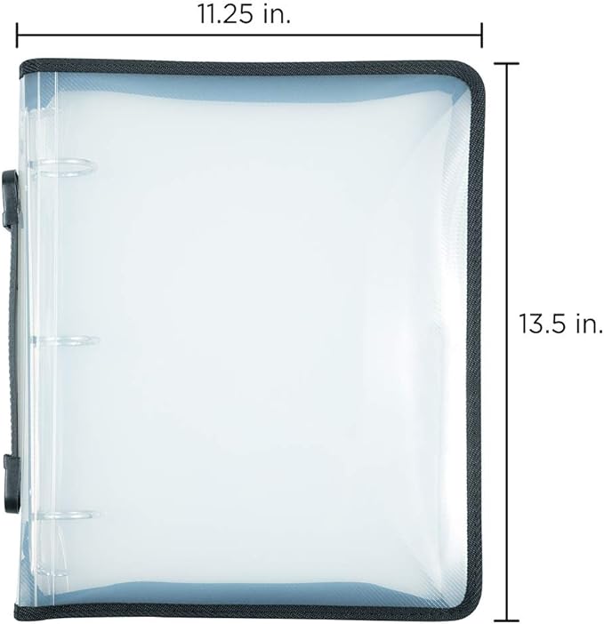 JAM PAPER Plastic Zipper 1.5 inch Binder - Clear 3 Ring Binder - Sold Individually