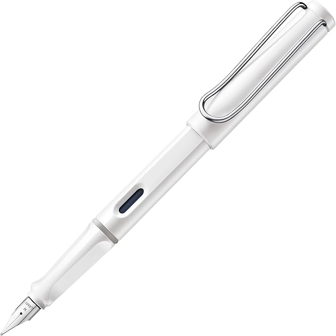 LAMY safari white - Fountain Pen with ergonomic grip & polished Left-Handed steel nib (LH) in size M - ideal for any Writing & Calligraphy - including LAMY T 10 blue cartridge