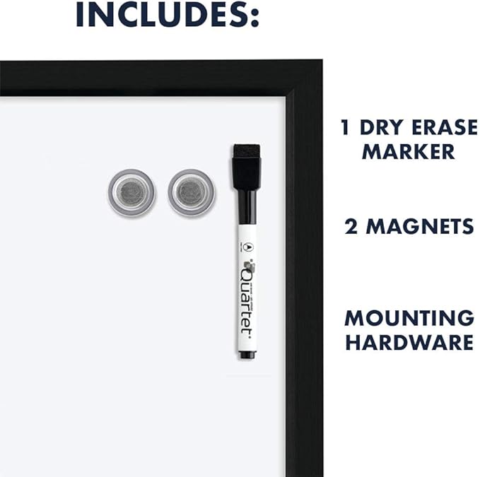 Quartet Magnetic Whiteboard, 17 x 23 inches White Board, Dry Erase Board, Black Frame (MWDW1723M-BK)