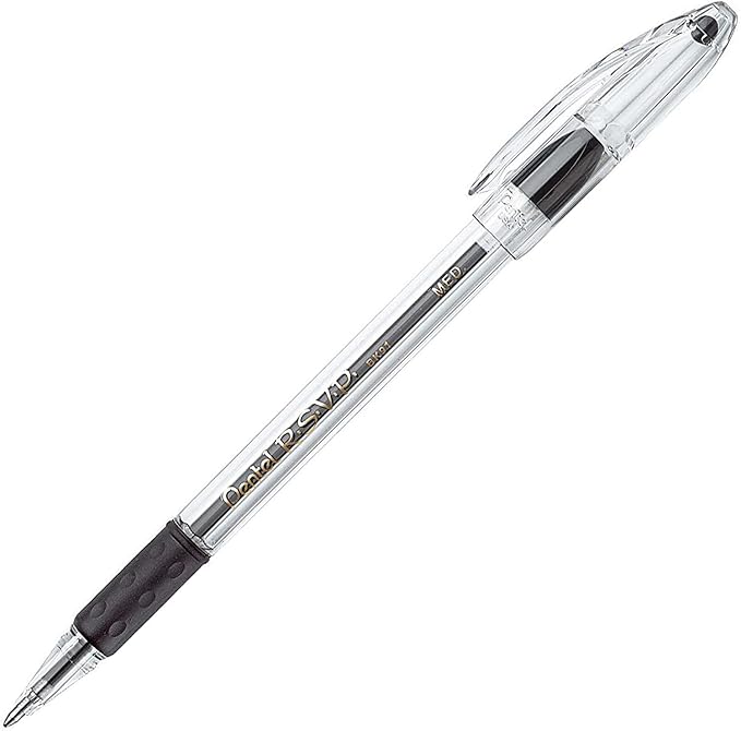 Pentel RSVP Ballpoint Pen, (1.0mm), Medium Line, Black Ink, 12 Pack (BK91PC12A)