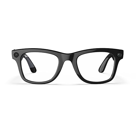 Ray-Ban Meta (Gen 1), Wayfarer, Shiny Black | Smart AI Glasses for Men, Women — 12 MP Ultra-Wide Camera, Open-Ear Speakers for Audio, Video Recording and Bluetooth — Clear Lenses — Wearable Technology