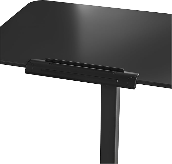 Seville Classics Airlift Height Adjustable Pneumatic Laptop Sit Stand Desk Mobile Rolling Cart, Computer Workstation for Home Office, Classroom, Black, 25.6" Tilting Desktop
